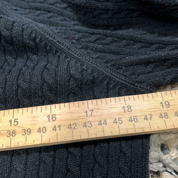 *Ralph Lauren Polo Jeans Cardigan Sweater Zip Navy Blue White Cable Knit Pockets - Picture 7 of 8
